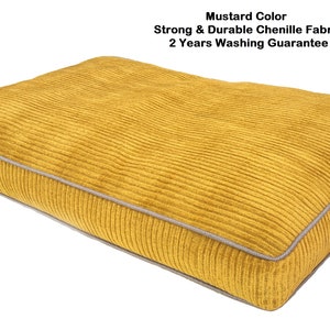 Premium quality Removable and washable mustard color chenille fabric  custom size orthopedic dog bed and  covers