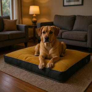 Mustard Velvet Dog Bed Cover: Removable, Washable, Custom Size