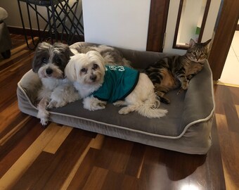 Velvet Sofa Bolster Dog Bed: Orthopedic, Removable Cover