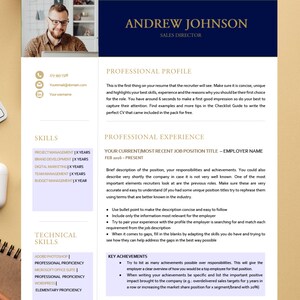 Plantilla de currículum ejecutivo moderno / Currículum vitae de nivel C / Plantilla de CV Word y páginas de Google / Plantilla de currículum vitae de 3 páginas + GUÍA DE ESCRITURA DE CV