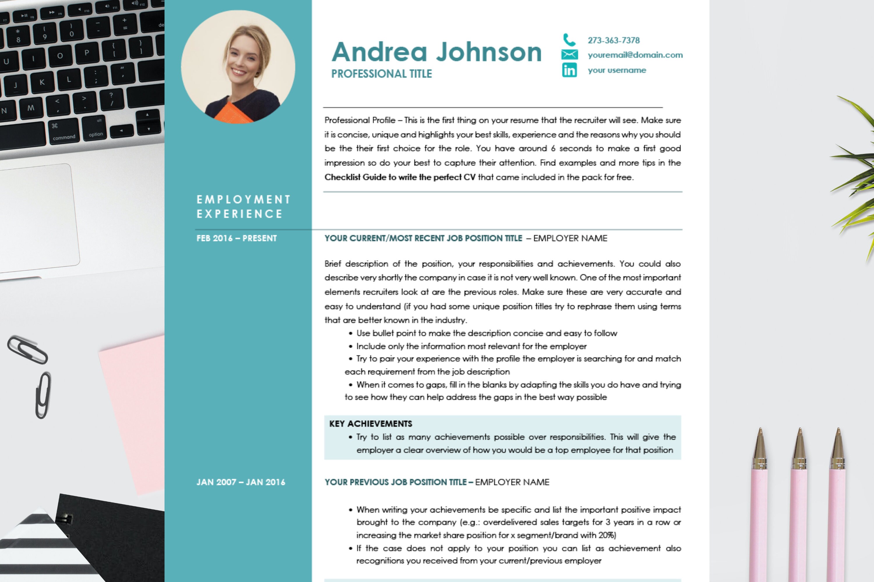 Professional Resume Template | Modern Resume Template Word | 3 Page ...