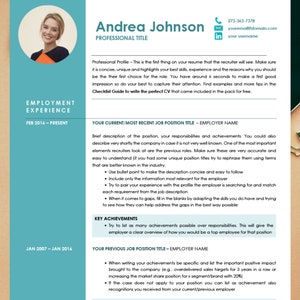 Plantilla de currículum profesional / Plantilla de currículum moderno Word / Paquete de 3 páginas Descarga instantánea / Plantilla de CV / Diseño de CV + Guía de redacción de CV gratuita