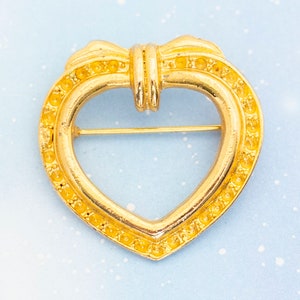 Victorian Cute Heart Brooch | Gold Tone Brooch | J2
