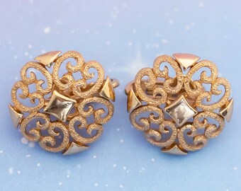 Vintage Art Nouveau Royal Diamond Clip Sur Boucles d’Oreilles | | Avon J23