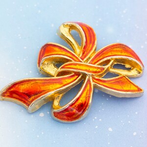 Vintage Gold & Red Ribbon Brooch | Gold Tone Brooch | J3