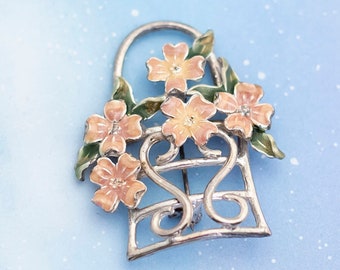 Vintage Floral Garden Brooch | Silver Tone Brooch | J22