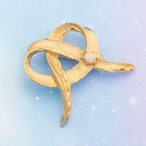 Vintage Goldenes Band/Knoten Brosche | Goldfarbene Brosche | J12