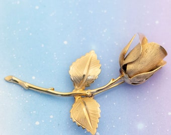 Vintage Golden Rose Brooch | Gold Tone Floral Brooch | Giovanni | J20