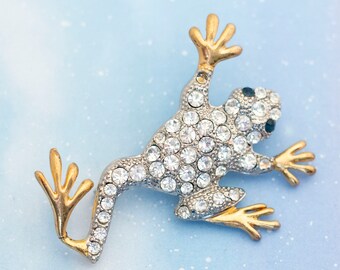 Vintage Art Deco Silver Frog Brooch | Silver/Gold Tone Brooch | J21