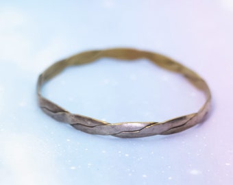 Vintage Wavy Tangled Gold Tone Bangle Bracelet by Mexico | 7