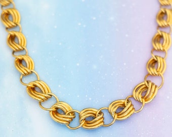 Vintage Elegant Multiple Golden Curbs Chain Necklace | Gold Tone Chain Necklace | 20 inch | Monet | J17