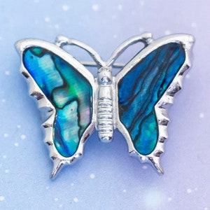 Vintage Sapphire Butterfly Brooch | Faux Gem Brooch | Silver Tone Elven Fairy Moth Brooch | J27