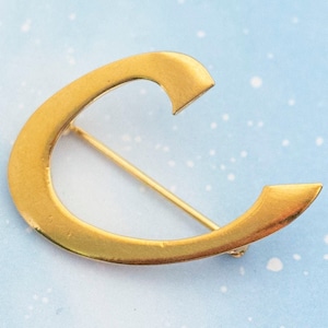 Broche "C" inicial vintage / Letra "C" / Broche tono dorado / J3