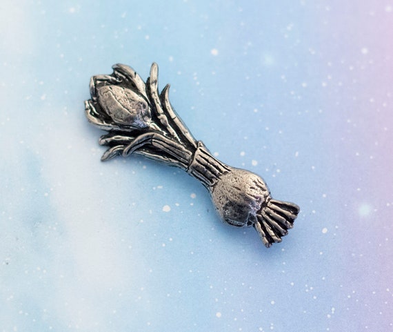 Art Nouveau Silver Flower Brooch | Silver Tone Br… - image 1