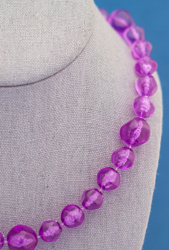 Vintage Purple Haze Beaded Necklace | 36 inch | A… - image 5