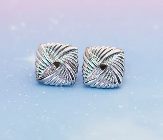 Vintage Spiral Square Clip On Earrings | Sarah Co… - image 1