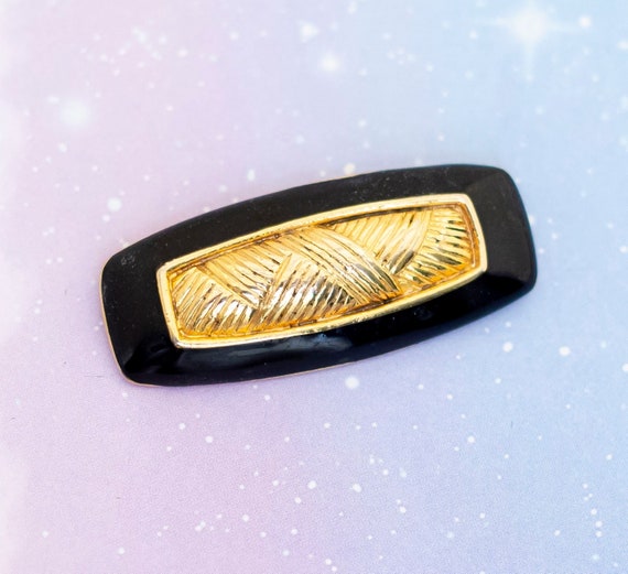 Vintage Simple Men's Brooch | Gold Tone and Black… - image 1