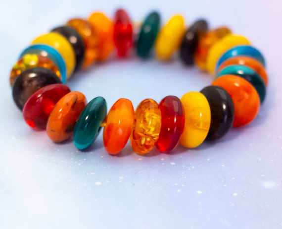 Vintage Candy Beads Colorful Stones Beaded Bracel… - image 2