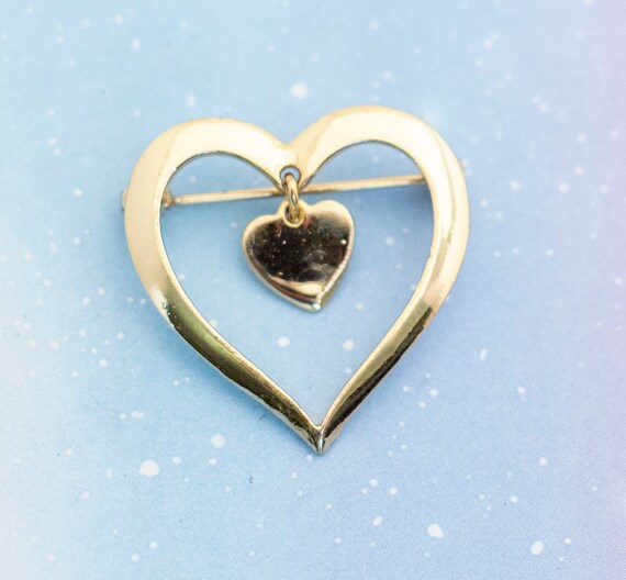 Vintage Lovely Hearts Brooch | Gold Tone Brooch |… - image 1