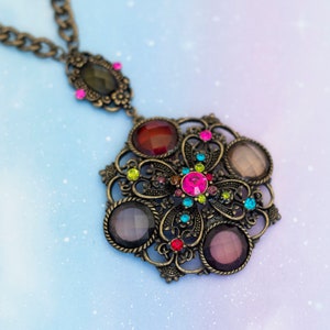 Vintage Art Deco Mystic Necklace | Bronze Tone Necklace | 18 inch | J17