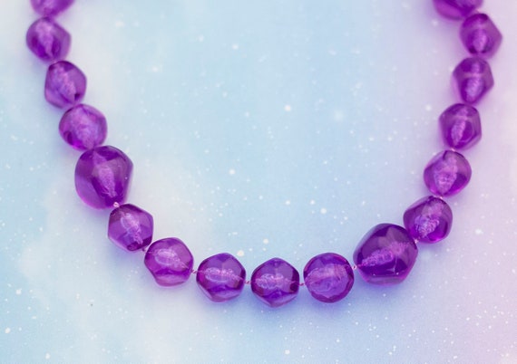 Vintage Purple Haze Beaded Necklace | 36 inch | A… - image 1