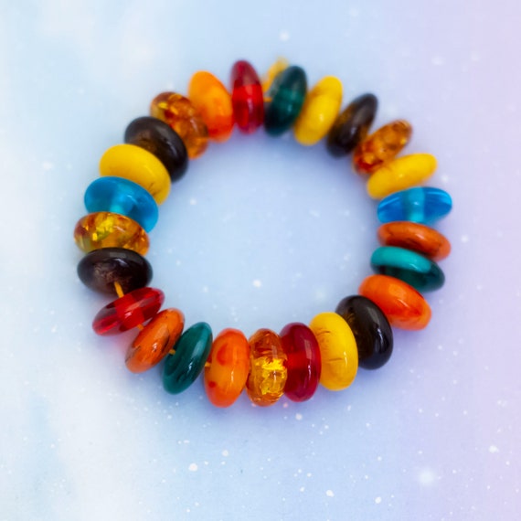 Vintage Candy Beads Colorful Stones Beaded Bracel… - image 1