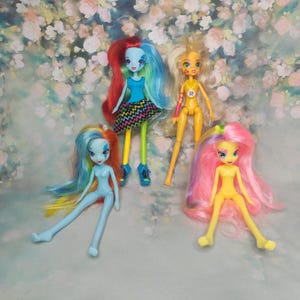 Set Of 4 MLP My Little Pony Equestria Girls | Collectible Dolls | Fluttershy | Rainbow Dash | Applejack