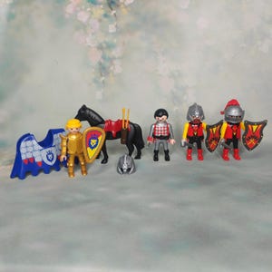 Set mit Vintage-Playmobil-Ritterfiguren | Mittelalterliches Playmobil | Drachenritter Playmobil