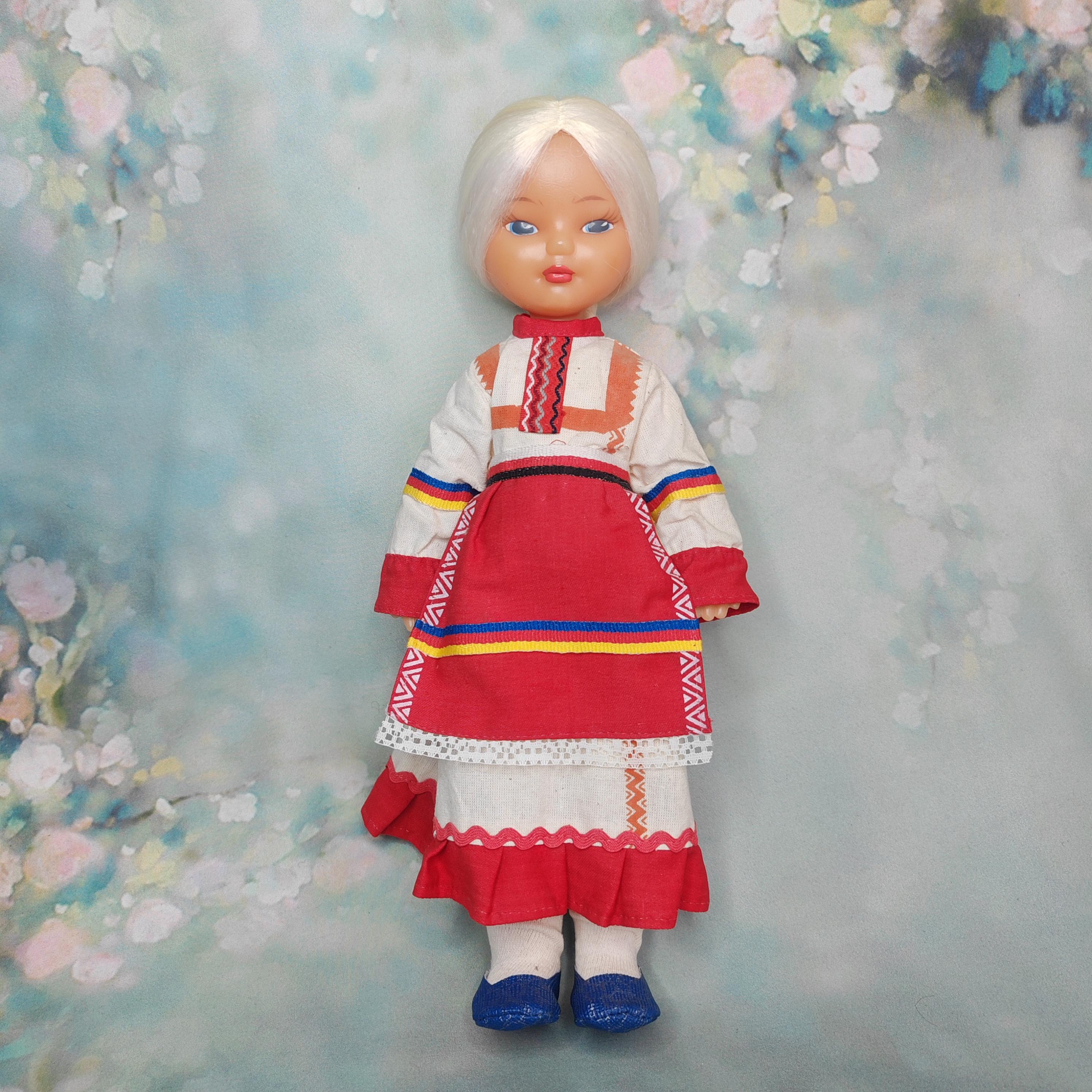 Vintage USSR Doll "Nastenka" In National Costume | 34 cm or 13" Tall | New With A Tag | 1989 | Lenigrushka