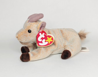 Vintage 1998 TY Beanie Baby Goatee el juguete de peluche animal de cabra con etiqueta colgante