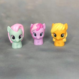 Set Of 3 My Little Pony Playskool Toys G4 Figures | Minty | Applejack | 6 cm or 2.3&quot;
