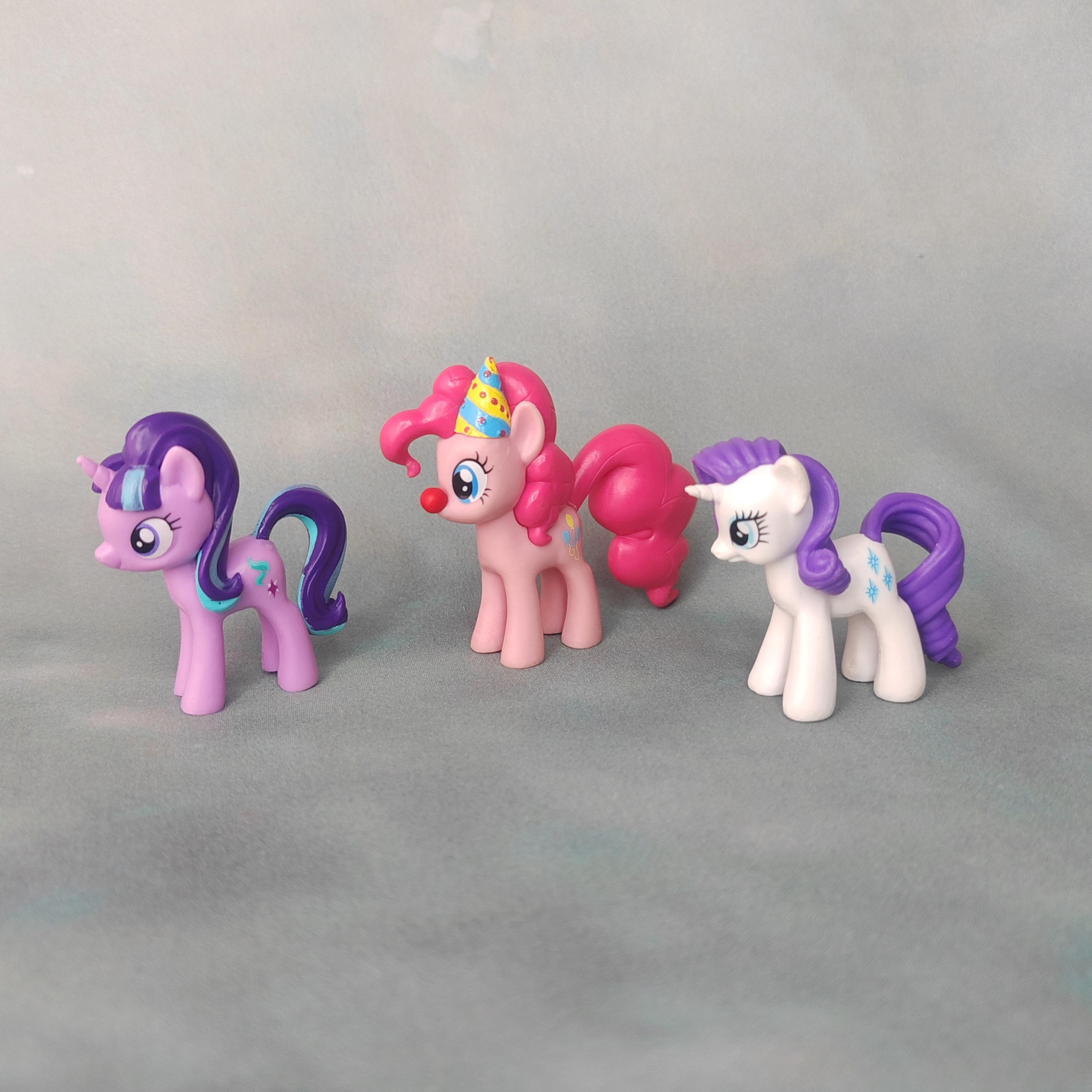 Set Of 3 My Little Pony G4 Figures | Clown Pinkie Pie | Starlight Glimmer |  Rarity | In Good Pre-Owned Condition, image size:3000x3000