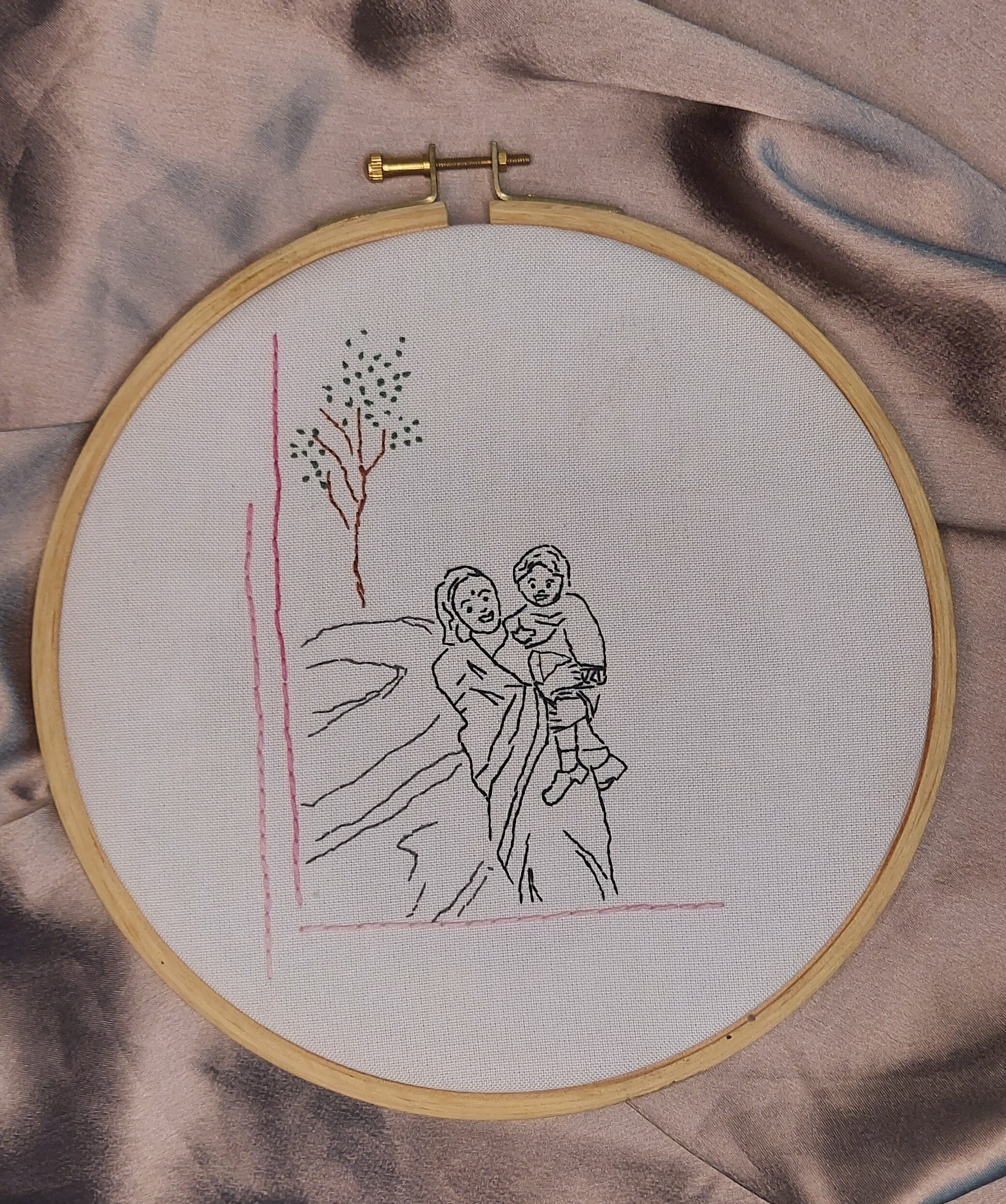 Portrait Personnalisé/Cadeau de Portrait Brodé Portrait à La Main Accrochage Mural Art Personnalisé