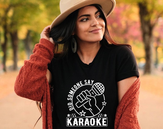 Karaoke T Shirt, Karaoke Tshirt, Singer Gift, Music Gift, Sing Shirt, Gift For Her, Music Teacher Shirt, Karaoke Microphone Tee - ID: 2586