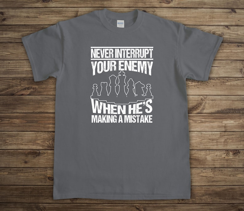 Funny Chess Shirt, Chess Lover Shirt, Chess Gifts For Men, Fathers Day Gift, Checkmate, For Him Tee, Knight, Bishop, Queen, King - ID: 2726 Charcoal