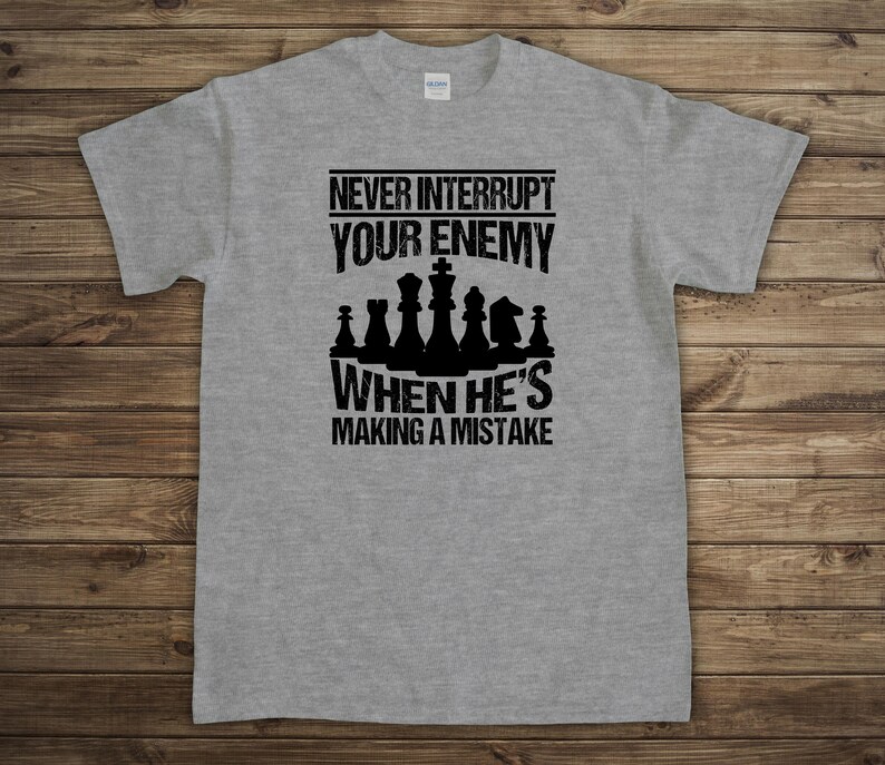 Funny Chess Shirt, Chess Lover Shirt, Chess Gifts For Men, Fathers Day Gift, Checkmate, For Him Tee, Knight, Bishop, Queen, King - ID: 2726 Sports Gray