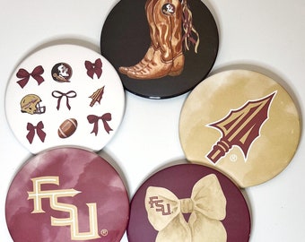 FSU Seminoles Gameday Buttons || Official Licensed Florida State Tallahassee FSU Gifts Noles Mom Go Noles Football Pin Button Badge
