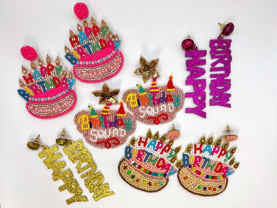 Birthday Cake Bead Seed Earrings Birthday Cake Bead Seed Earrings