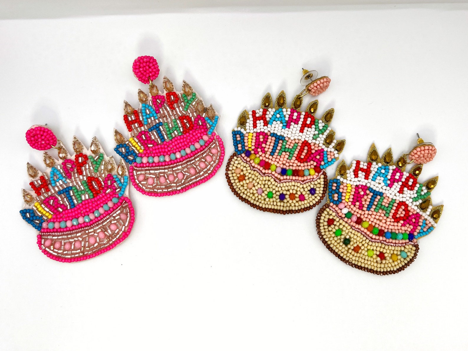 Happy Birthday Earrings Birthday Cake Earrings My Birthday Etsy
