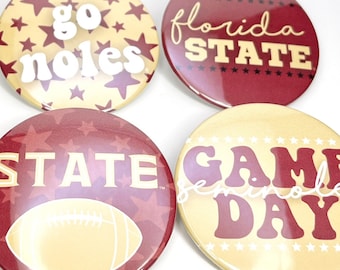 FSU Seminoles Gameday Buttons | Official Licensed Florida State Tallahassee FSU Gifts Noles Mom Go Noles Football Pin Button Badge Seminole