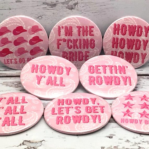 Cowgirl Bachelorette Buttons | Last Rodeo Disco Cowgirl Pins | Nashville Bach Bachelorette Outfit Accessories