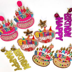 Cake Earrings | Happy Birthday Earrings | Cute Birthday Cake Gift for Her | Birthday Babe Jewelry