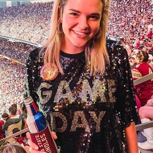 Sequin Game Day T-Shirt Dress | College Football Jersey Dress | Tailgate Outfit