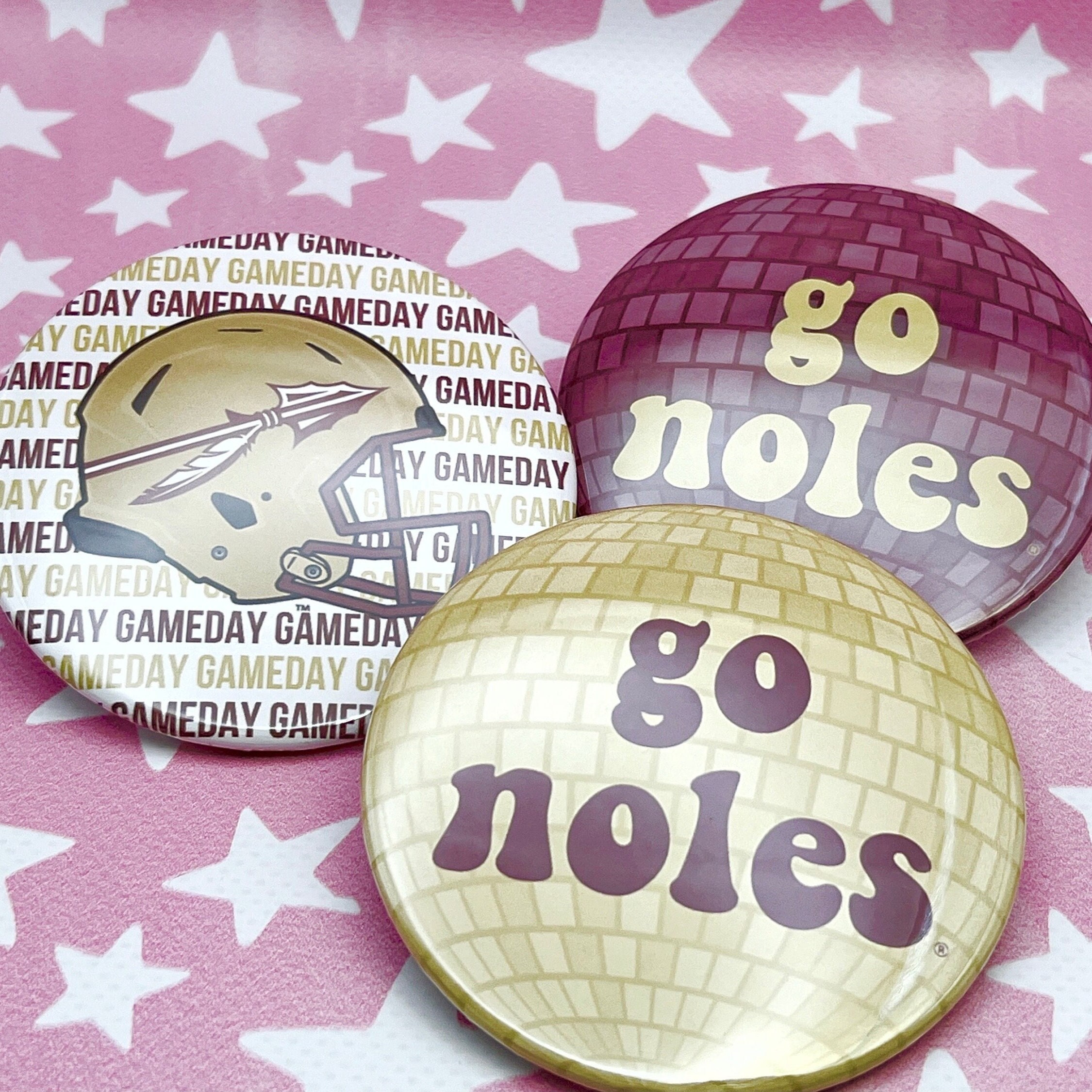 FSU Seminoles Gameday Buttons | Official Licensed Florida State Tallahassee FSU Gifts Noles Mom Go Noles Football Pin Button Badge Seminoles