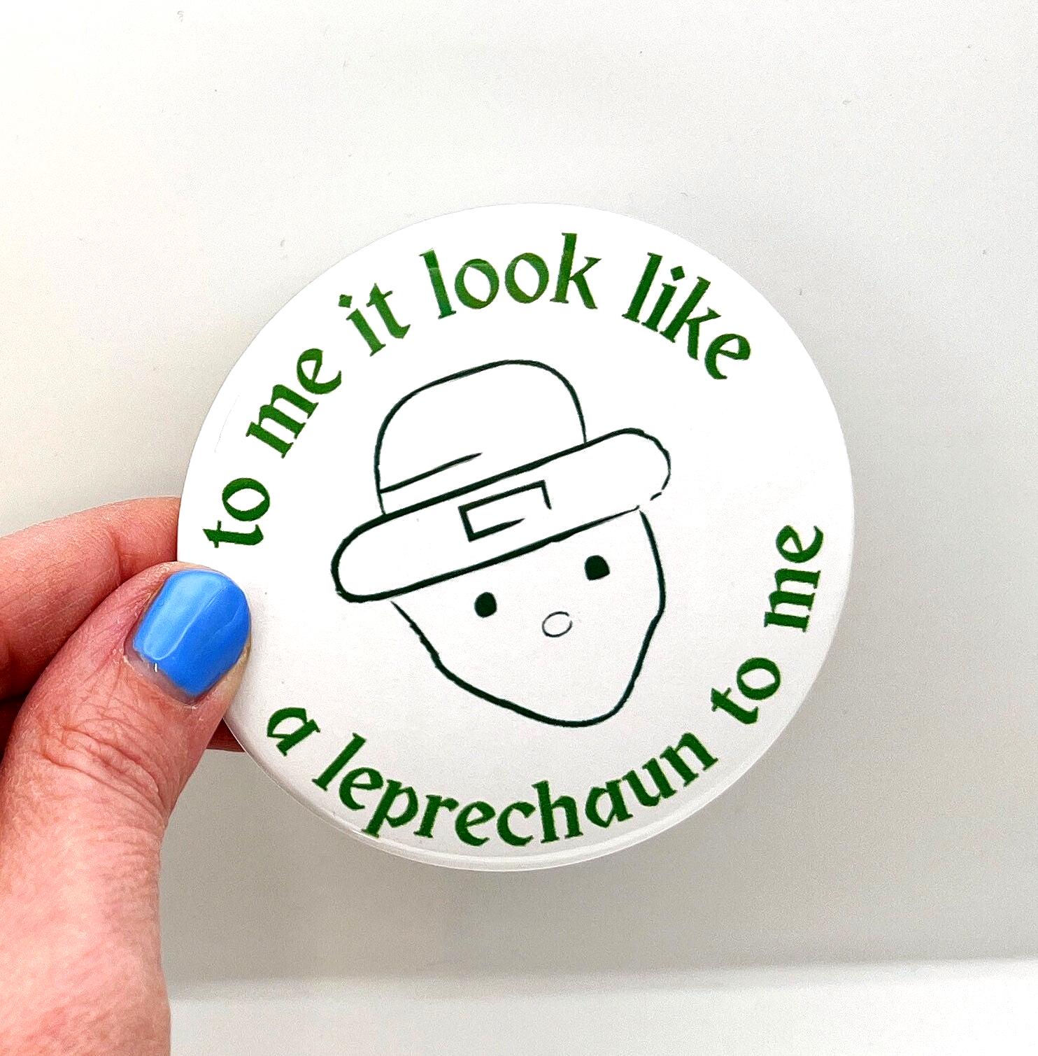 Alabama Leprechaun Button | Funny Alabama St Patricks Day Pin | Crichton & Mobile Leprechaun Sketch