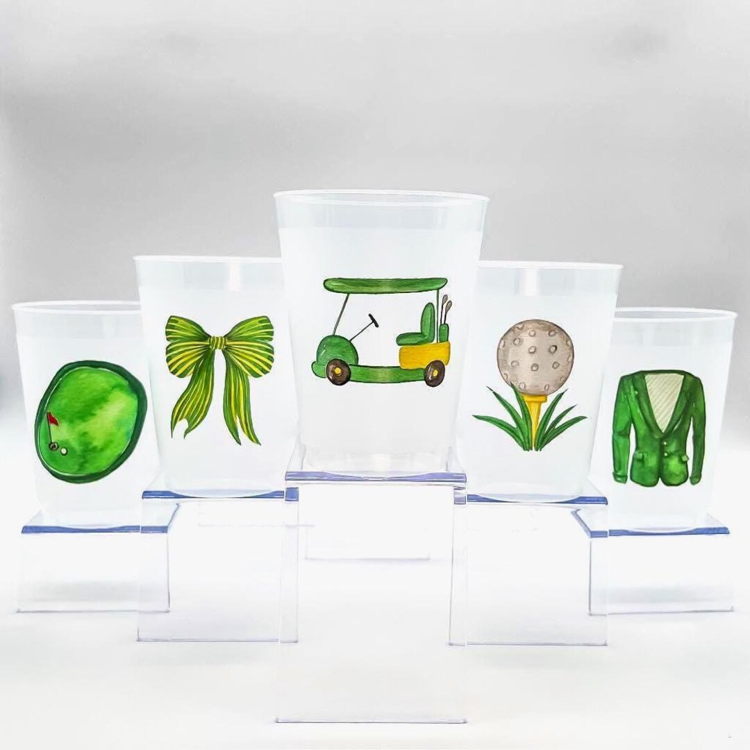 Golf R Cups Golf Party Cups | Frosted Cups Sets of 5 | Watercolor Golf Party Cups ...