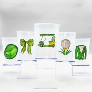 Golf Party Cups | Sets of 5 Frosted 16 oz Tumblers | Golf Bachelor Party, Golf Birthday, Golfer Gifts