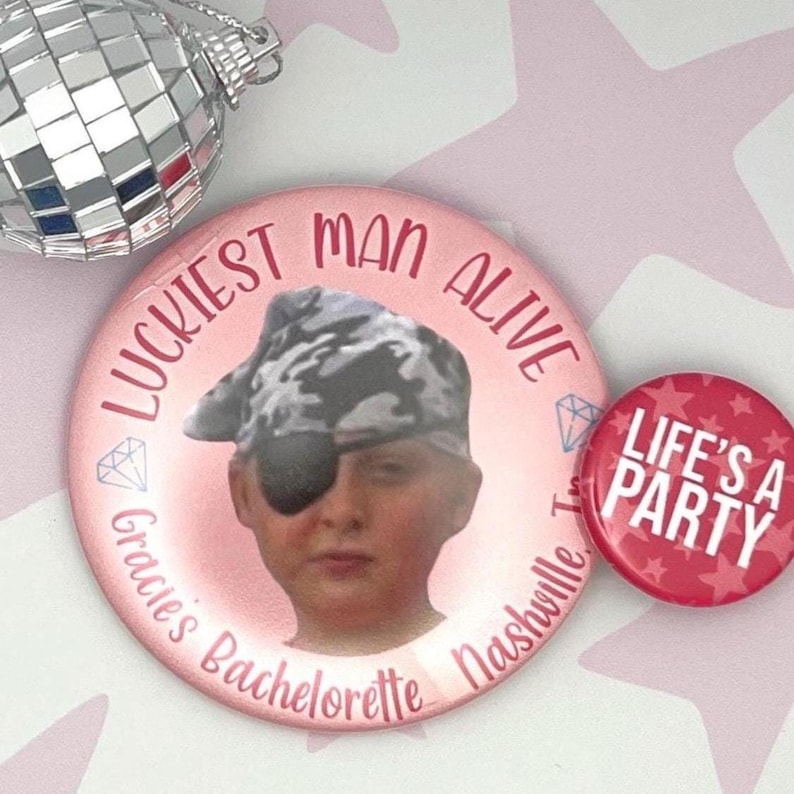 Grooms Face Bachelorette Buttons | Team Bride | I Do Crew Bach Party Favor | Custom Bachelorette Buttons image 4