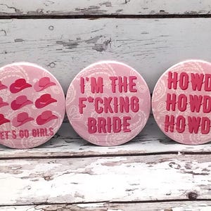 Cowgirl Bachelorette Buttons | Last Rodeo Disco Cowgirl Pins | Nashville Bach Bachelorette Outfit Accessories image 3