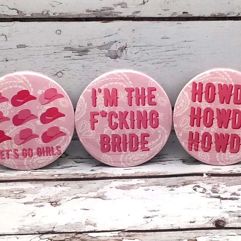 Cowgirl Bachelorette Buttons | Last Rodeo Disco Cowgirl Pins | Nashville Bach Bachelorette Outfit Accessories image 3